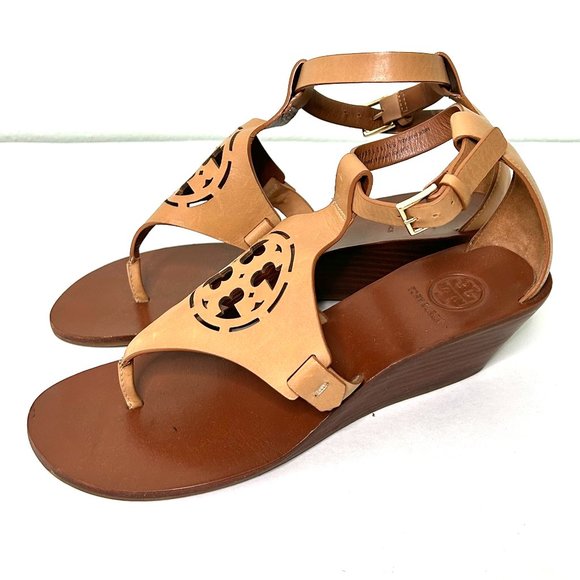 Tory Burch Zoey Wedge in Sand Tan Leather Size 6.5 - Picture 11 of 11